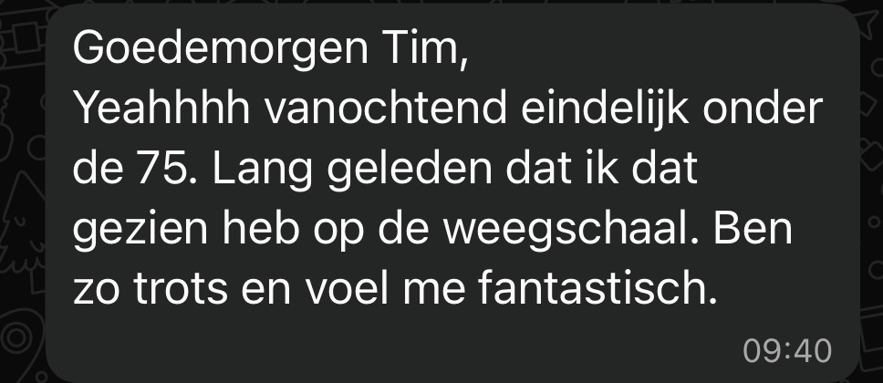 WhatsApp-bericht van een Fit Mom-cliënt 2
