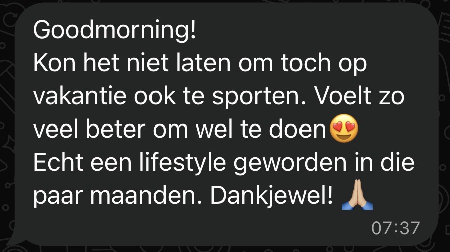 WhatsApp-bericht van een Fit Mom-cliënt 7
