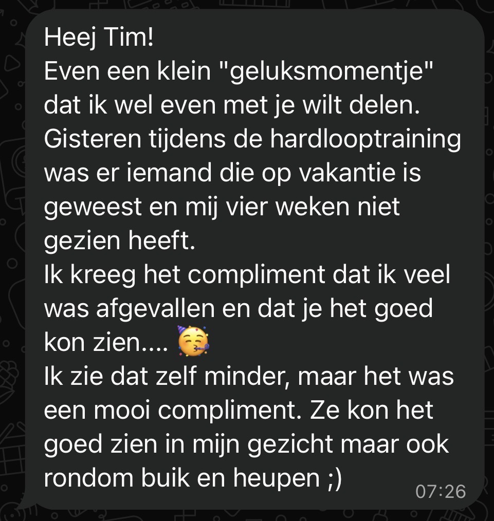 WhatsApp-bericht van een Fit Mom-cliënt 3