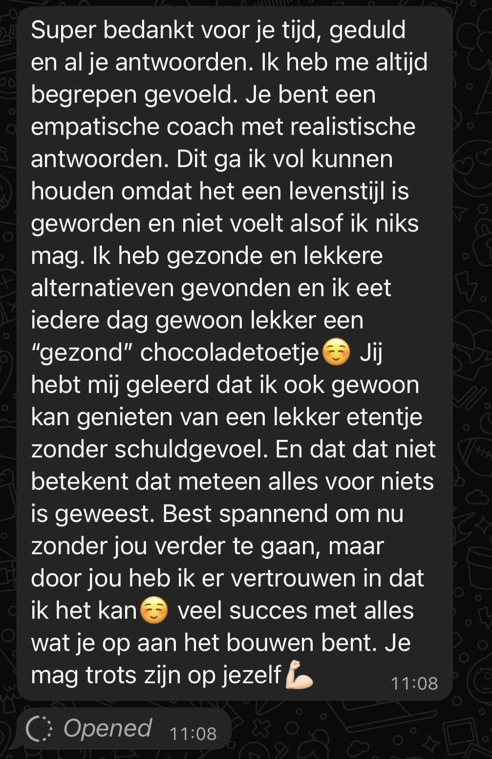 WhatsApp-bericht van een Fit Mom-cliënt 10